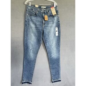 levis 721 high rise skinny 32x30 Stellar‎ Stretch Raw Hem Jeans New With Tags